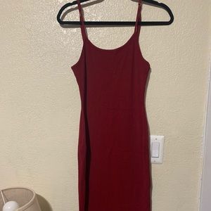 Red long strap dress